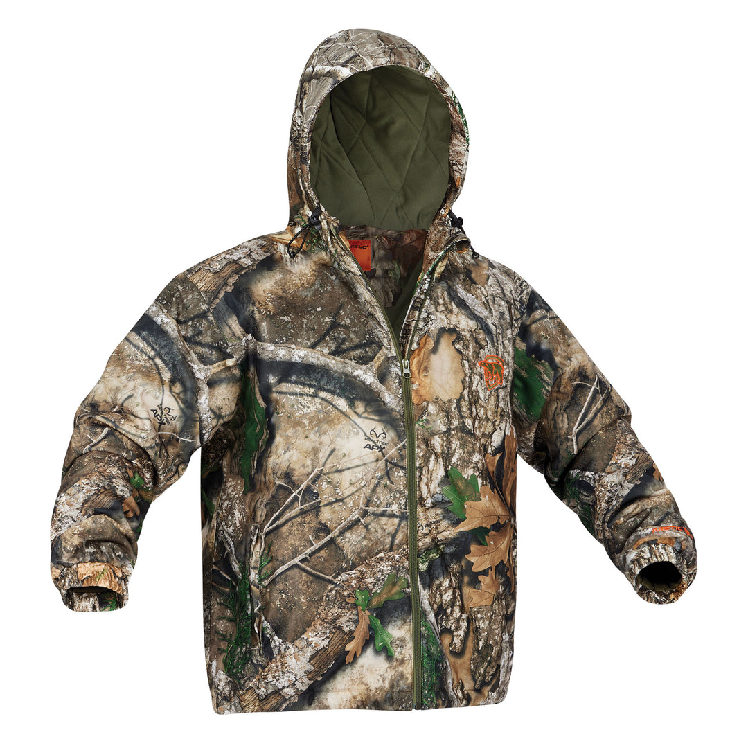 Front view of the Quiet Tech 2.0 Jacket Realtree APX variant.